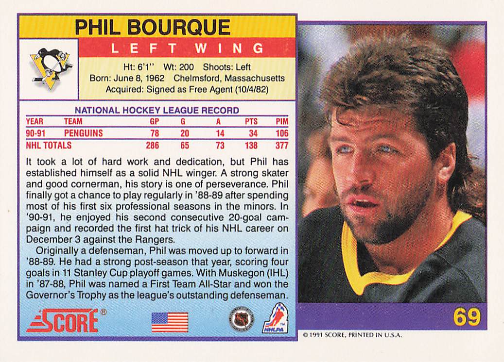 1991-92 Score American Hockey Phil Bourque #69