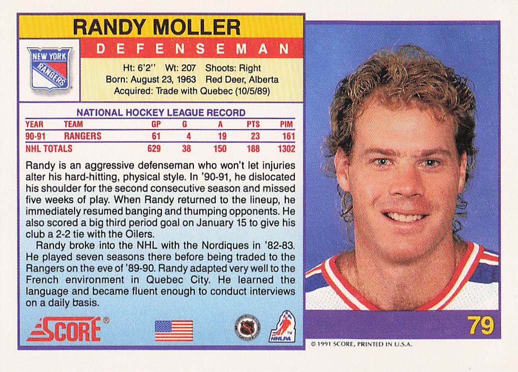 1991-92 Score American Hockey Randy Moller #79