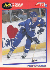 1991-92 Score Canadian English Hockey Mats Sundin #130