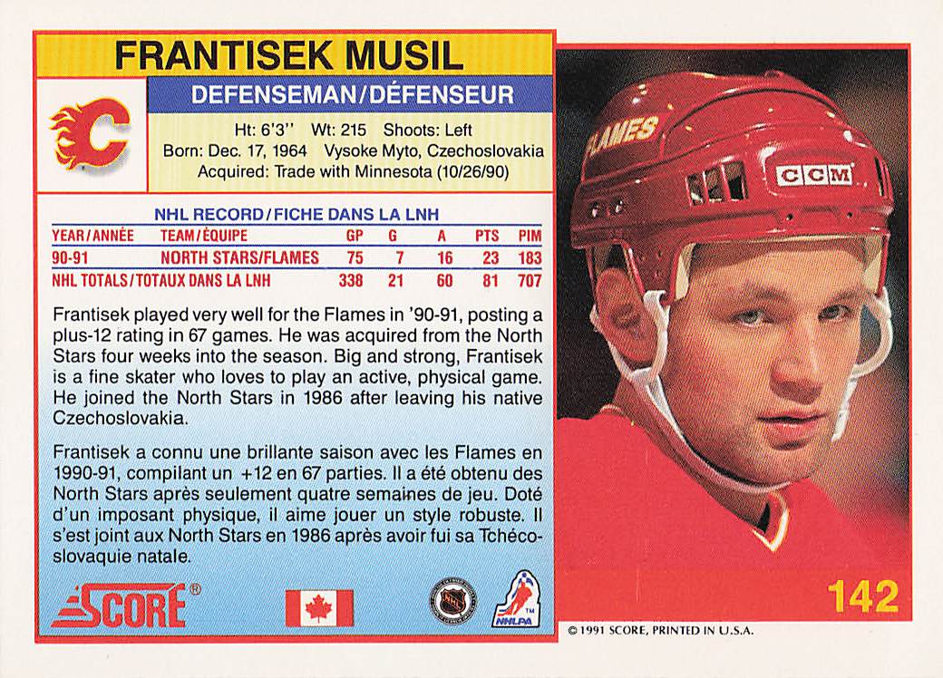 1991-92 Score Canadian English Hockey Frantisek Musil #142