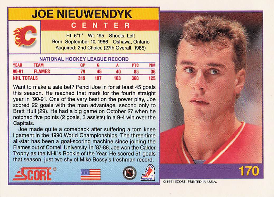 1991-92 Score American Hockey Joe Nieuwendyk #170