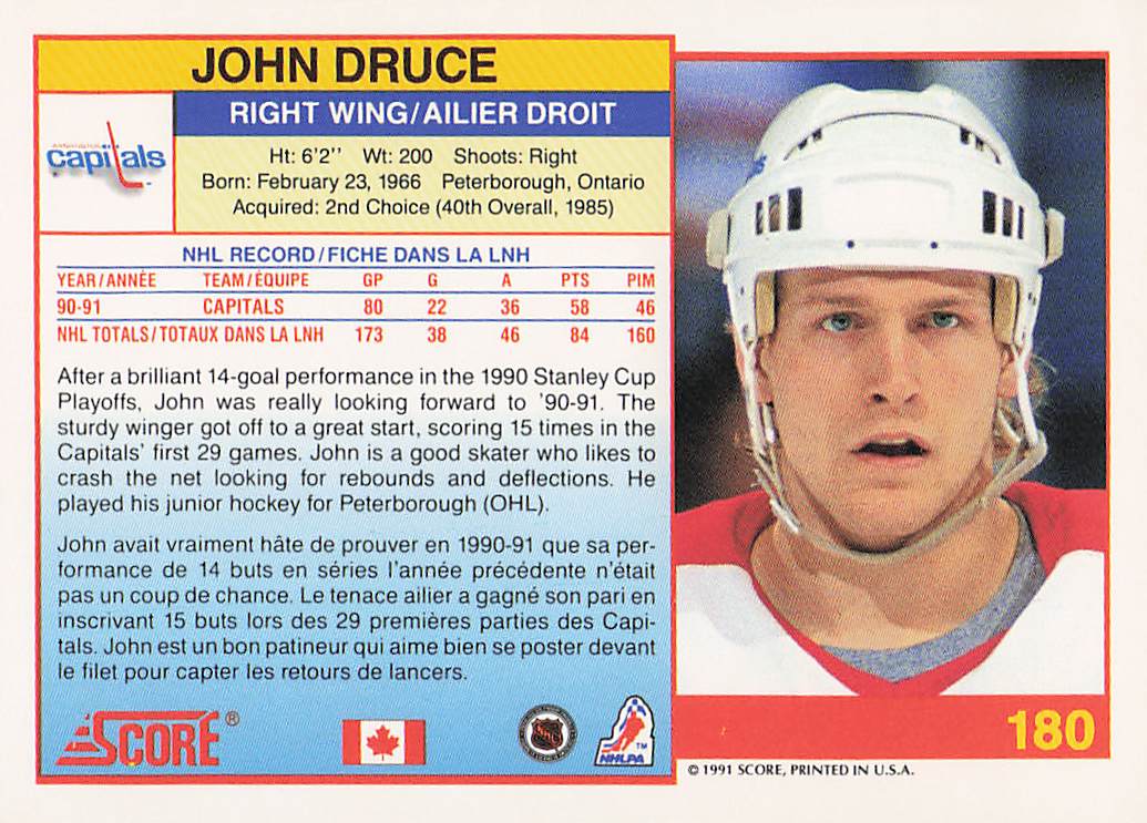 1991-92 Score Canadian English Hockey John Druce #180