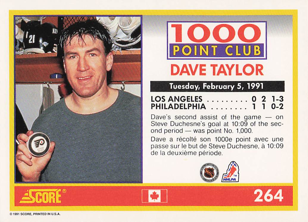 1991-92 Score Canadian English Hockey Dave Taylor #264