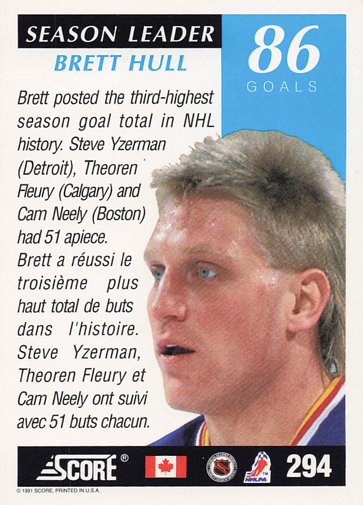 1991-92 Score Canadian English Hockey Brett Hull #294