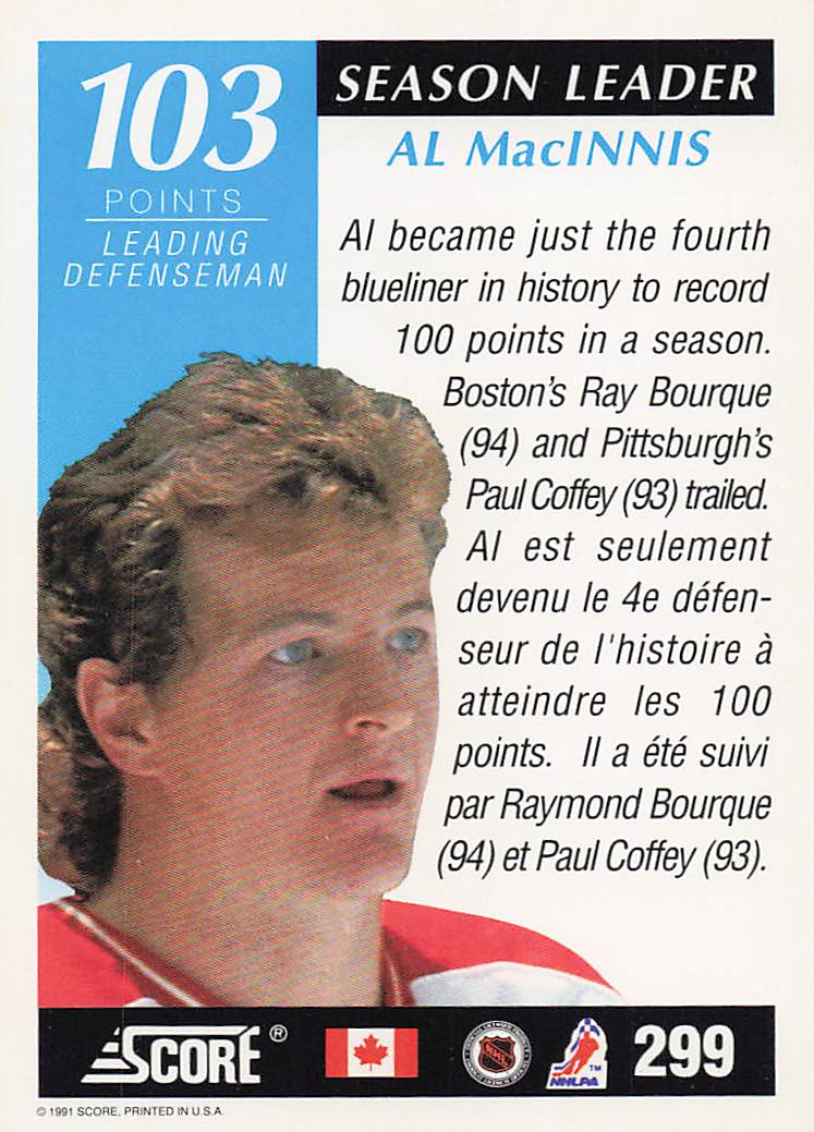 1991-92 Score Canadian English Hockey Al MacInnis #299