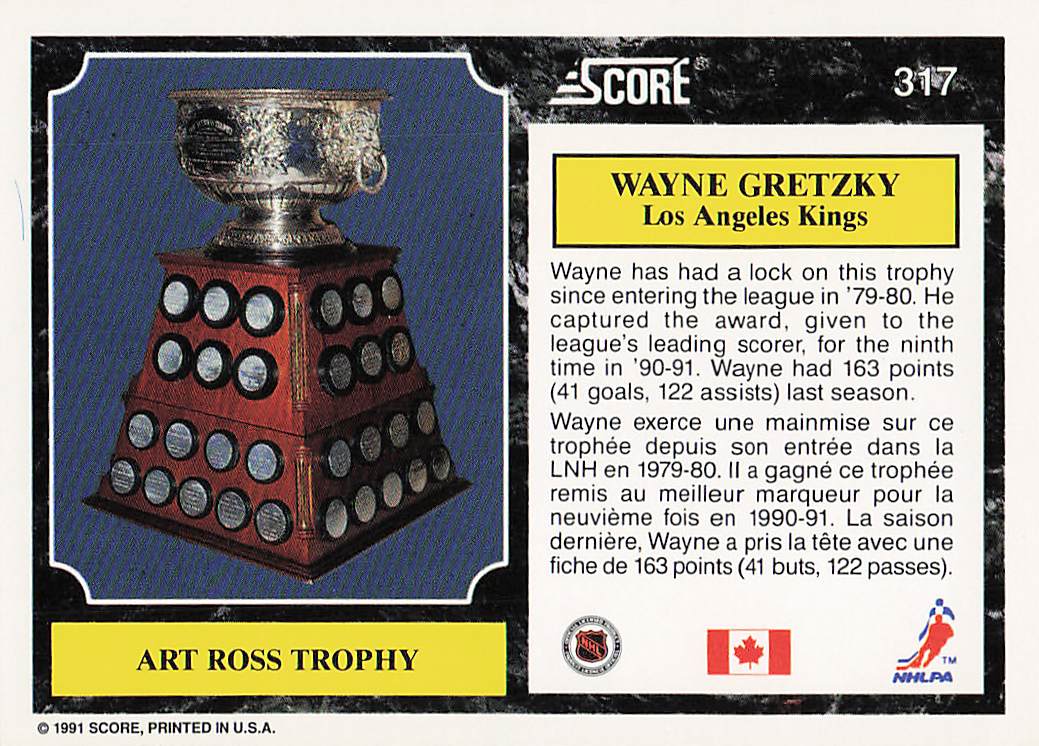 1991-92 Score Canadian English Hockey Wayne Gretzky #317