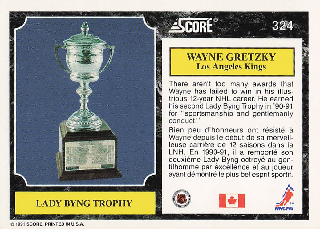 1991-92 Score Canadian English Hockey Wayne Gretzky #324