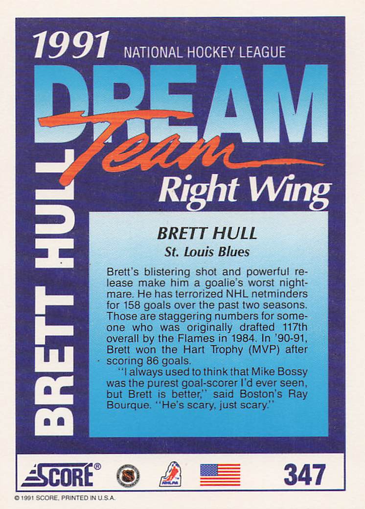 1991-92 Score Canadian English Hockey Brett Hull #377
