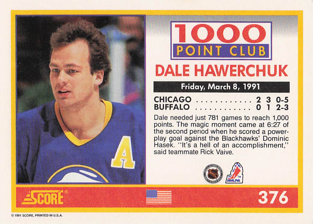 1991-92 Score American Hockey Dale Hawerchuk #376