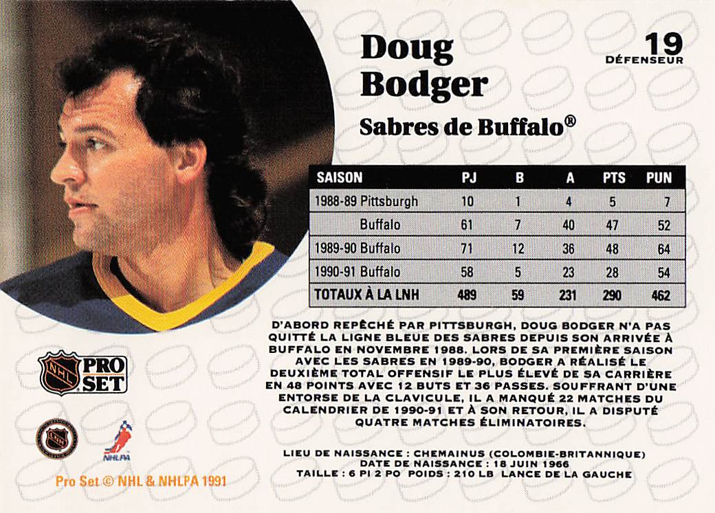 1991-92 Pro Set French Hockey Doug Bodger #19