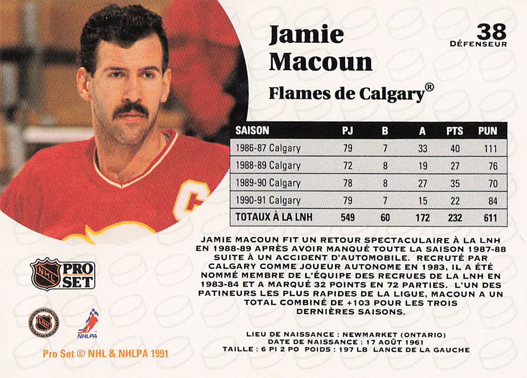 1991-92 Pro Set French Hockey Jamie Macoun #38