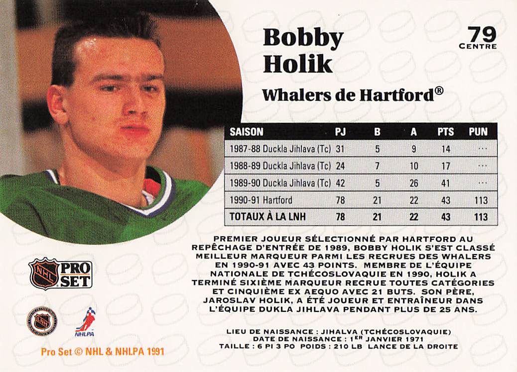 1991-92 Pro Set French Hockey Bobby Holik #79