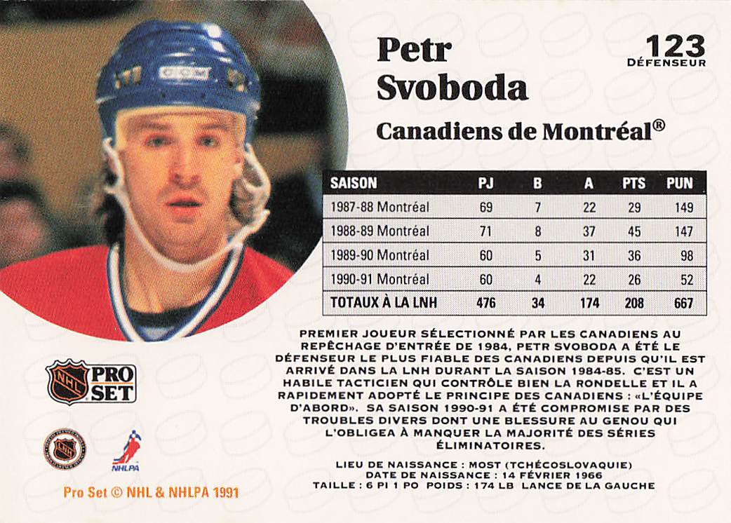 1991-92 Pro Set Hockey Petr Svoboda #123