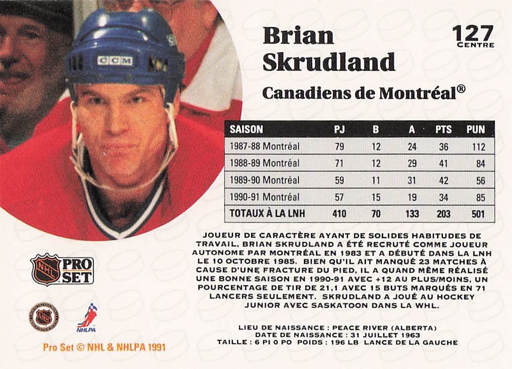 1991-92 Pro Set Hockey Brian Skrudland #127