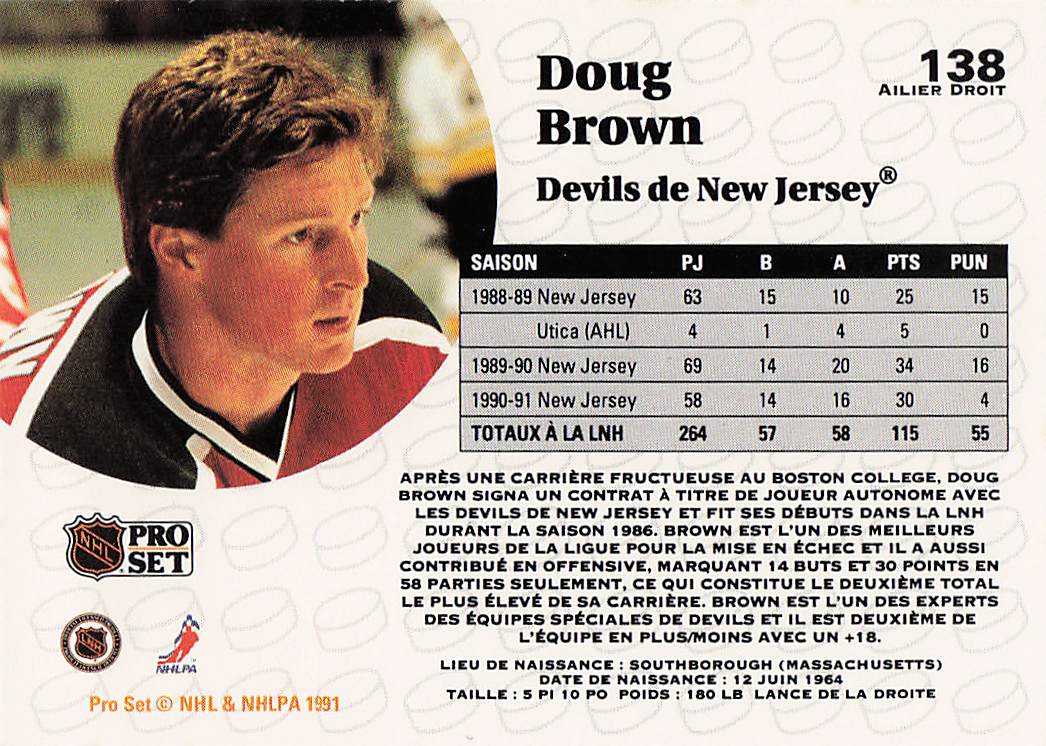 1991-92 Pro Set French Hockey Doug Brown #138