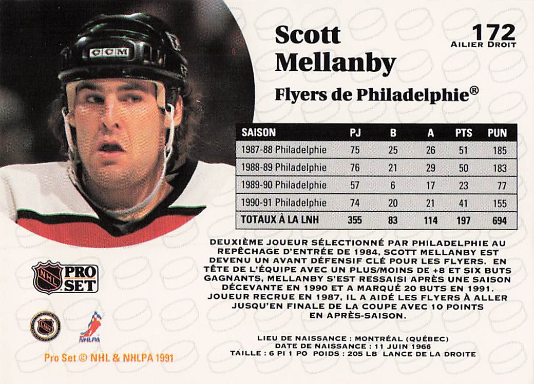 1991-92 Pro Set French Hockey Scott Mellanby #172