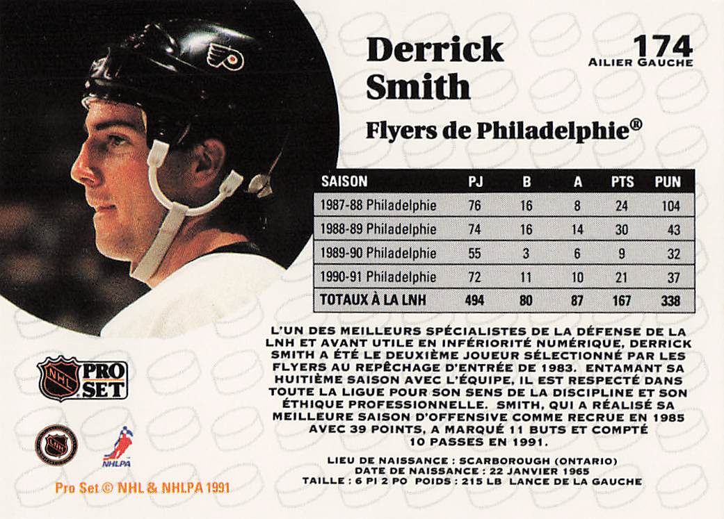 1991-92 Pro Set French Hockey Derrick Smith #174