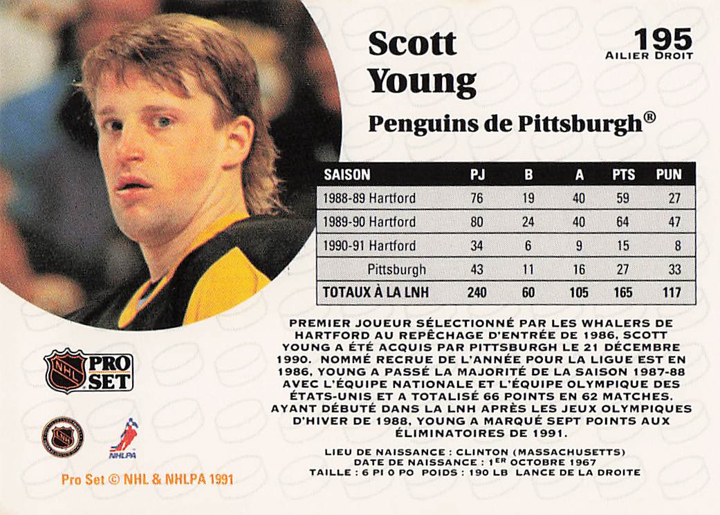 1991-92 Pro Set French Hockey Scott Young #195