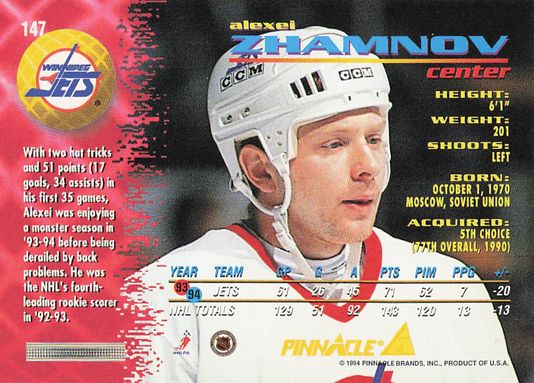 1994-95 Pinnacle Hockey Alexei Zhamnov #147