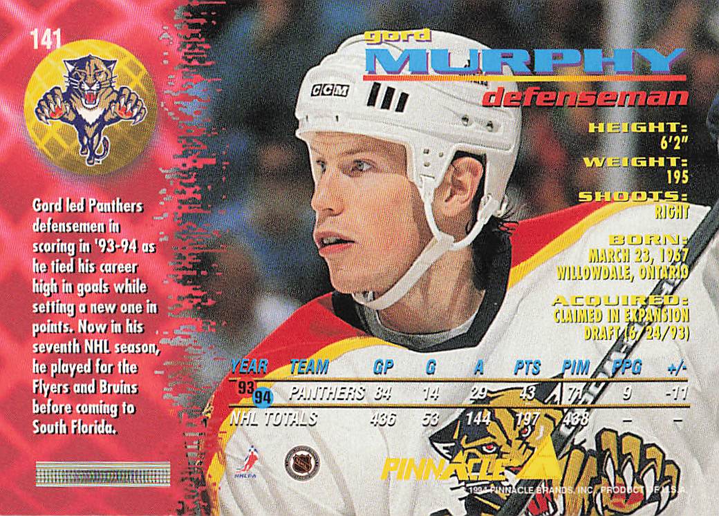 1994-95 Pinnacle Hockey Gord Murphy #141