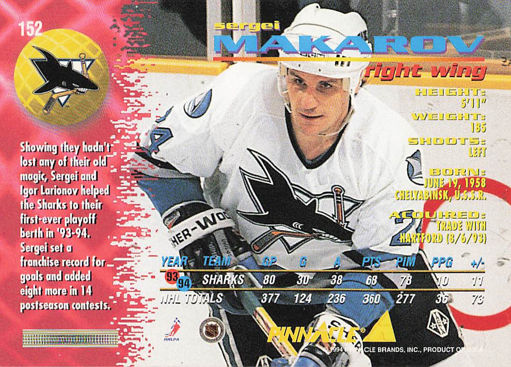 1994-95 Pinnacle Hockey Sergei Makarov #152