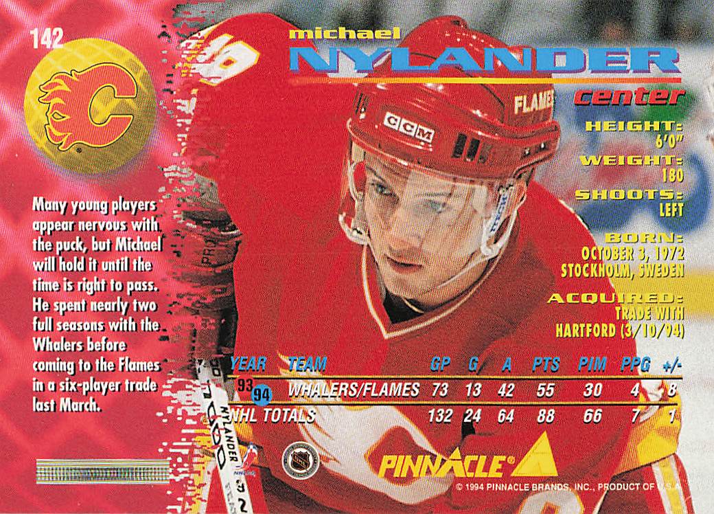 1994-95 Pinnacle Hockey Michael Nylander #142