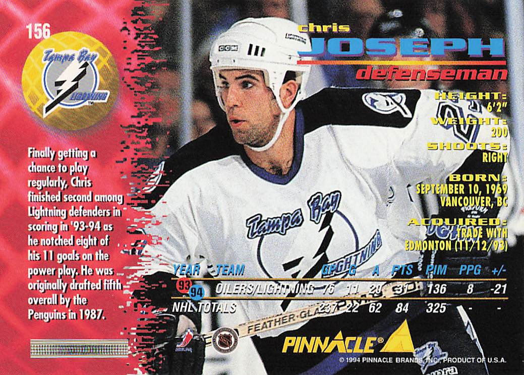 1994-95 Pinnacle Hockey Chris Joseph #156