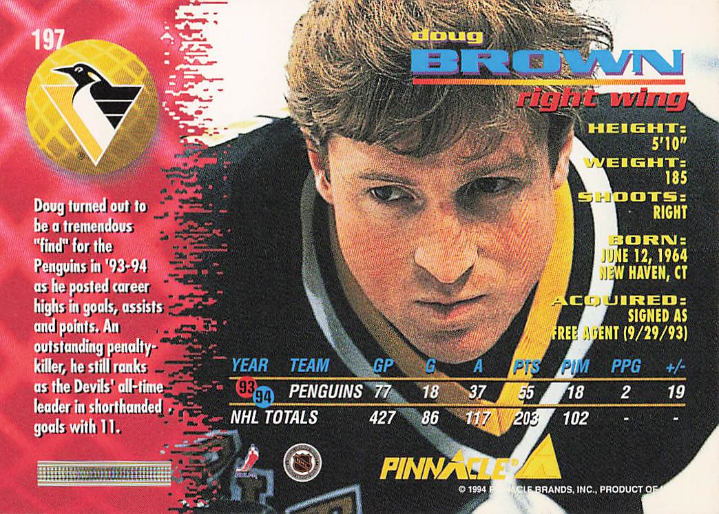1994-95 Pinnacle Hockey Doug Brown #197