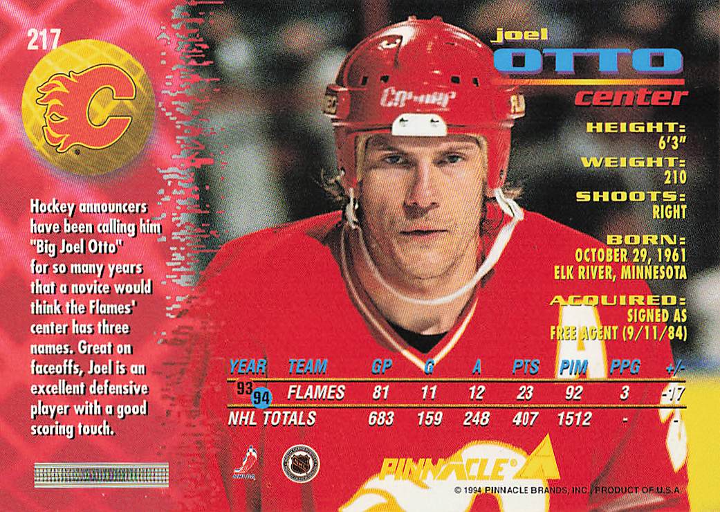 1994-95 Pinnacle Hockey Joel Otto #217