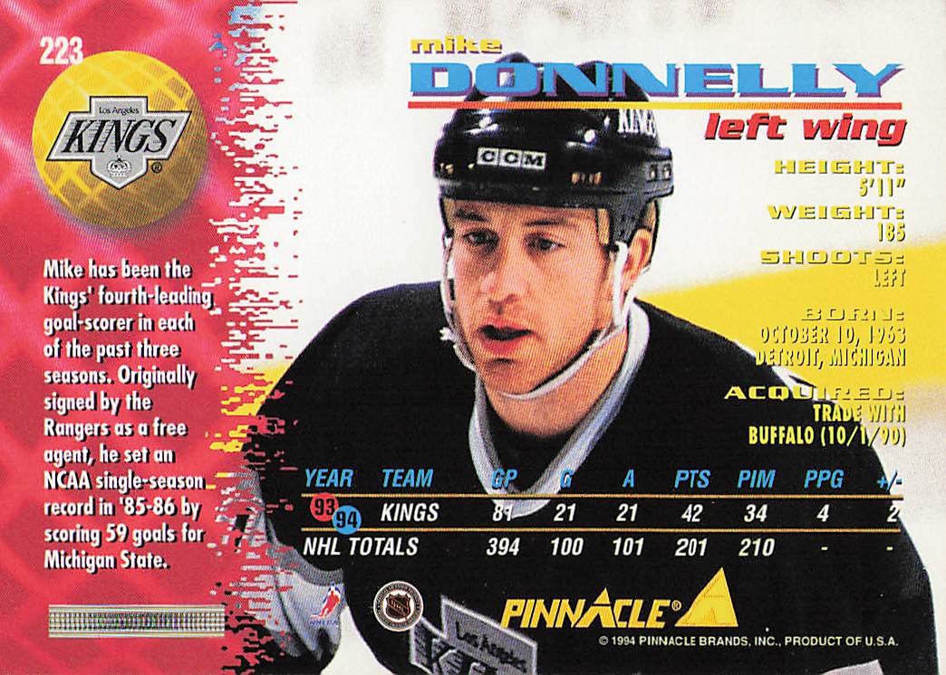 1994-95 Pinnacle Hockey Mike Donnelly #223