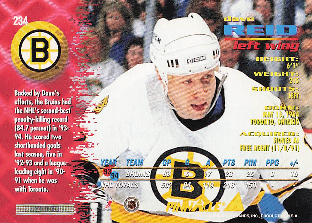 1994-95 Pinnacle Hockey Dave Reid #234