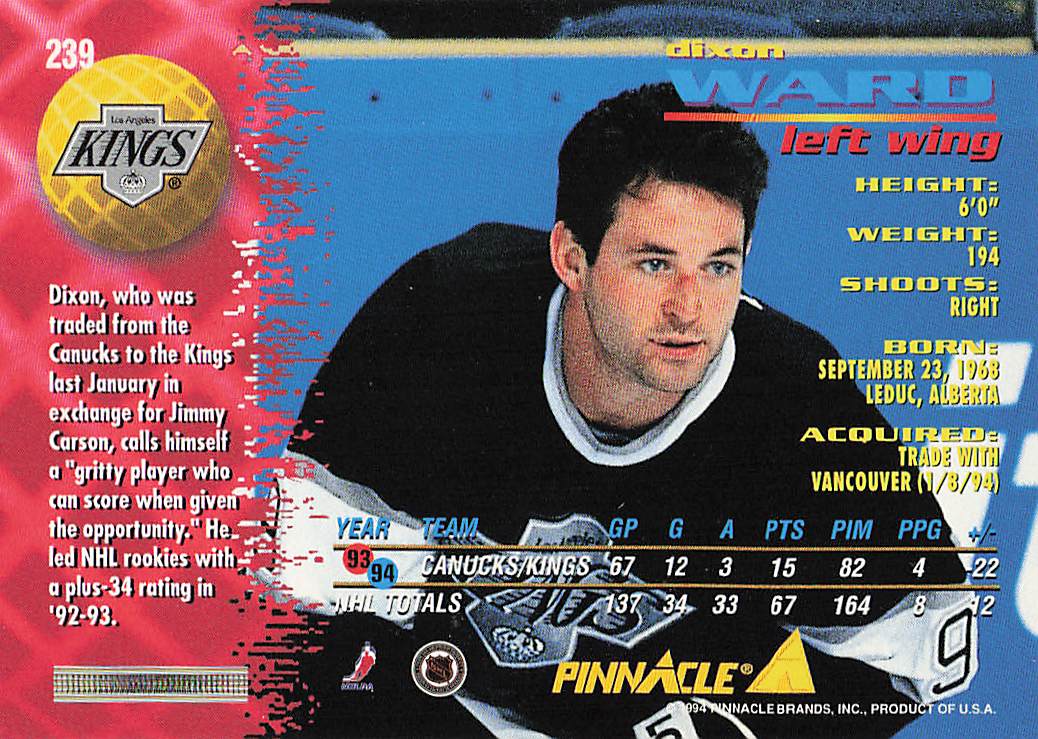 1994-95 Pinnacle Hockey Dixon Ward #239