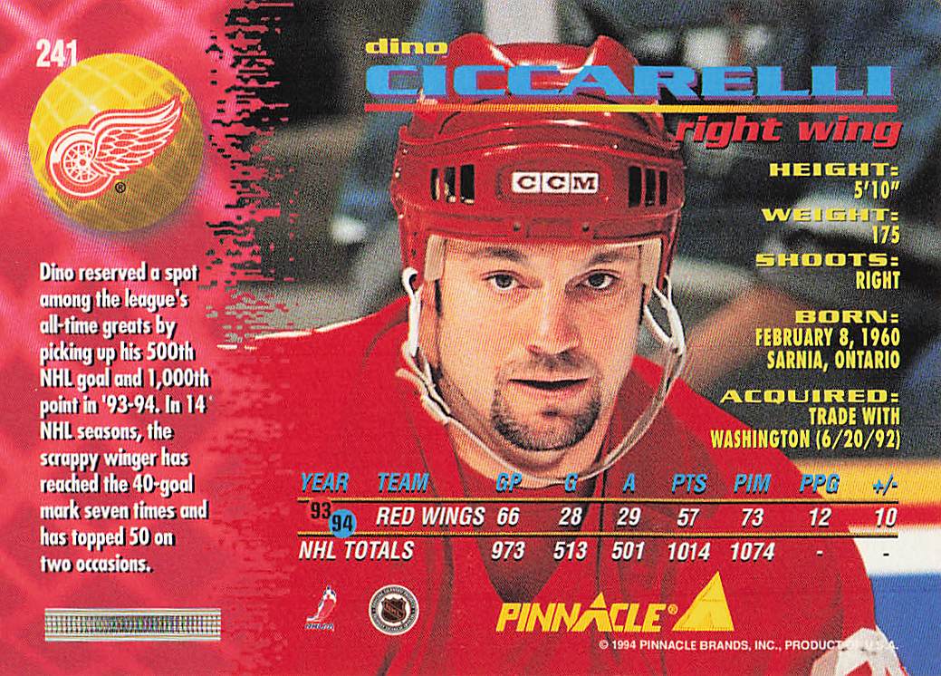 1994-95 Pinnacle Hockey Dino Ciccarelli #241