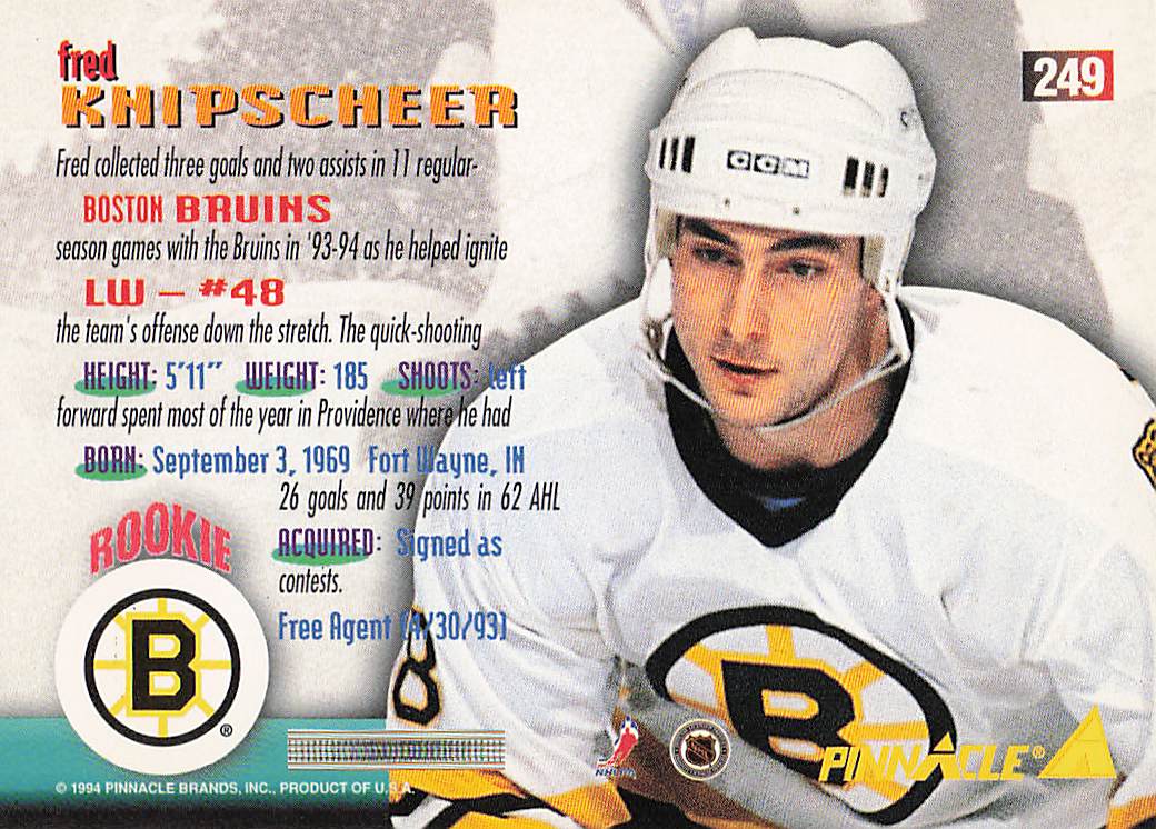 1994-95 Pinnacle Hockey Fred Knipscheer #249