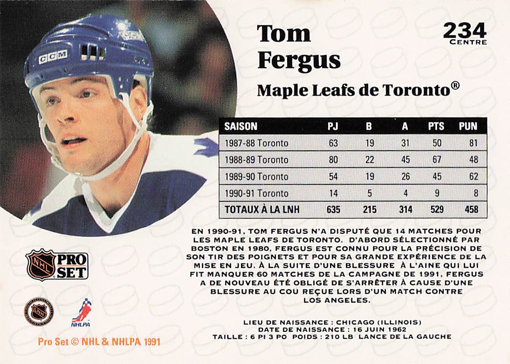 1991-92 Pro Set French Hockey Tom Fergus #234