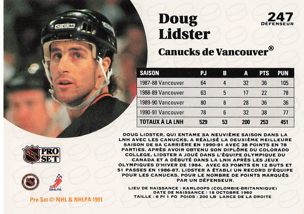 1991-92 Pro Set Hockey Doug Lidster #247