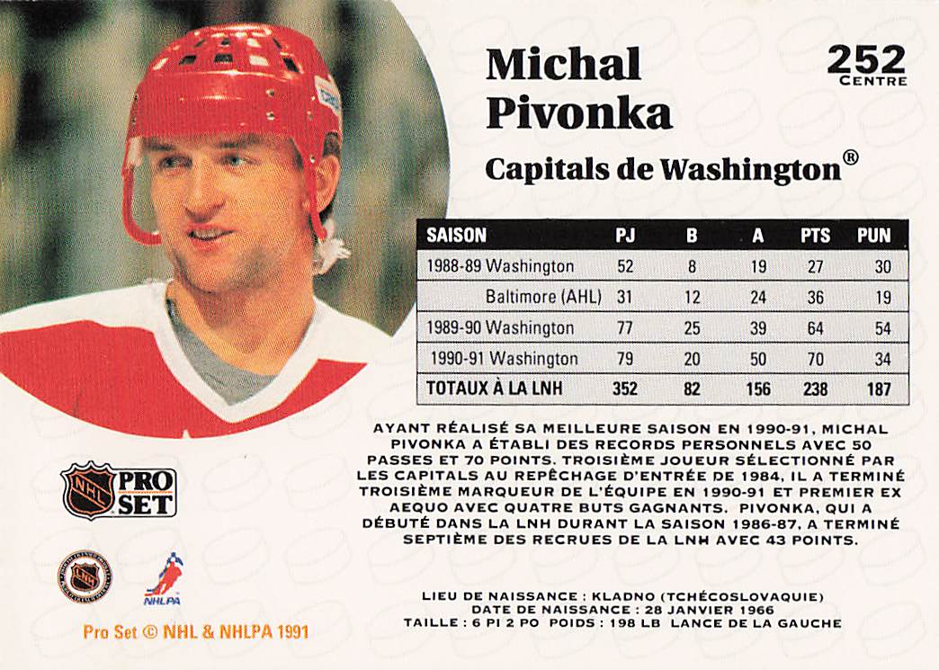 1991-92 Pro Set French Hockey Michal Pivonka #252