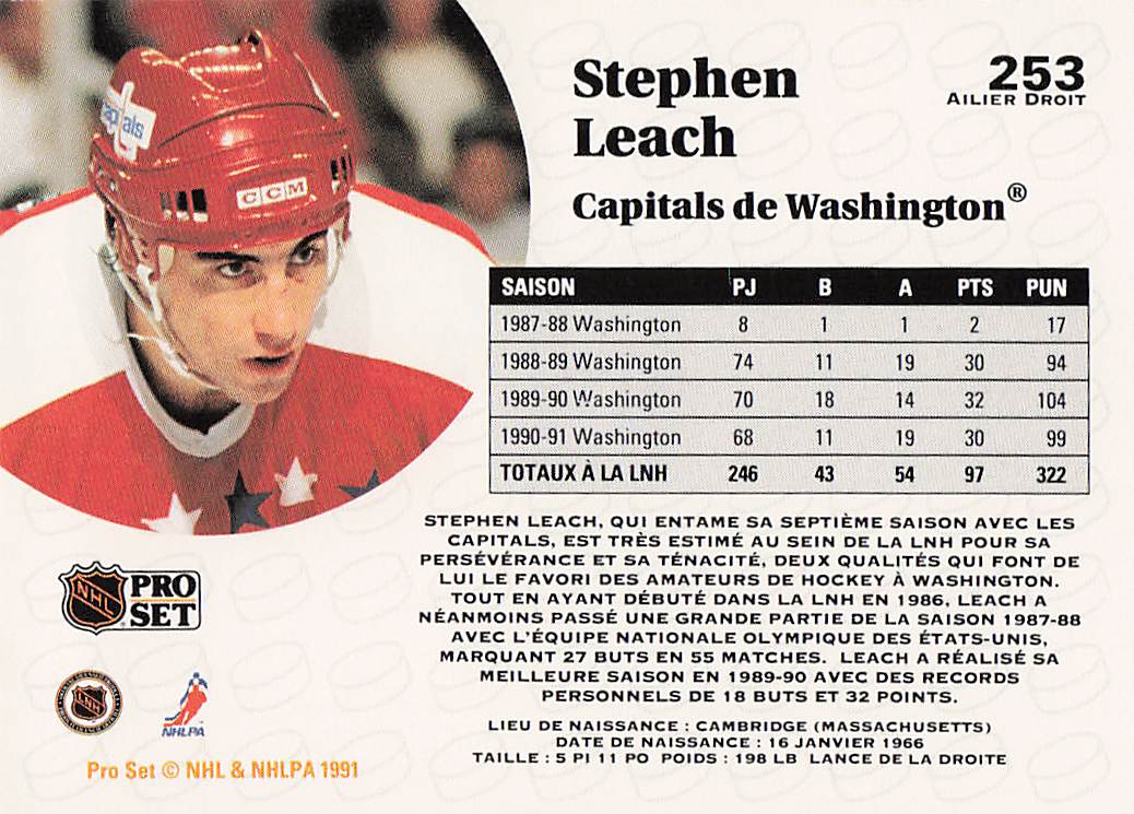 1991-92 Pro Set French Hockey Stephen Leach #253