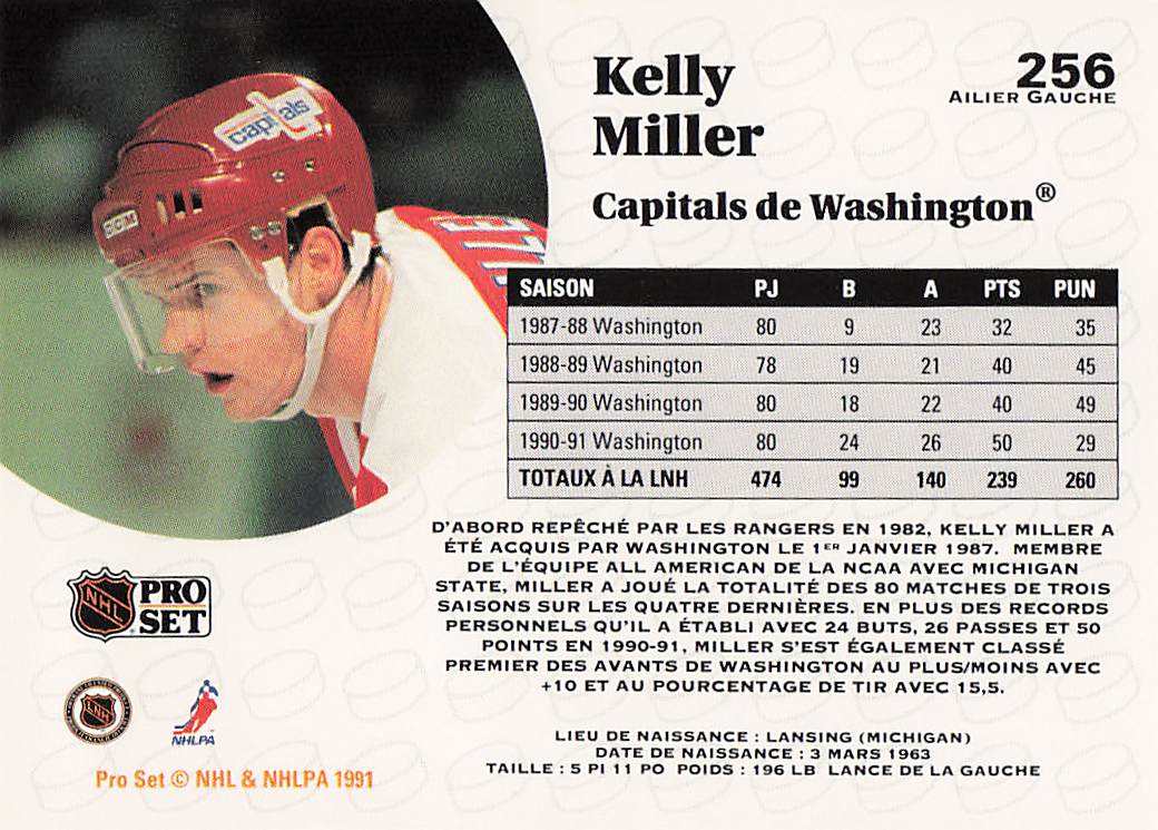 1991-92 Pro Set French Hockey Kelly Miller #256