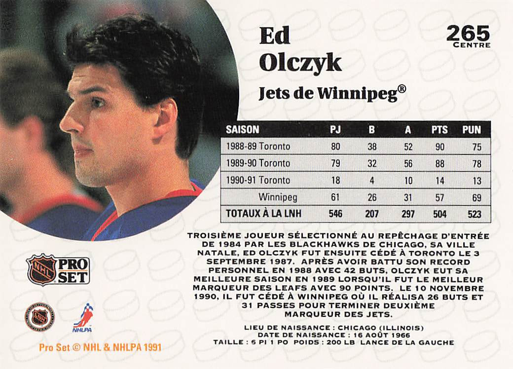 1991-92 Pro Set French Hockey Ed Olczyk #265
