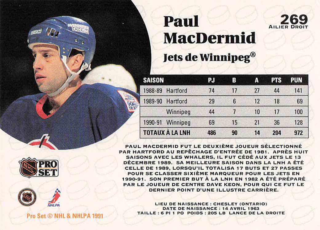 1991-92 Pro Set French Hockey Paul MacDermid #269