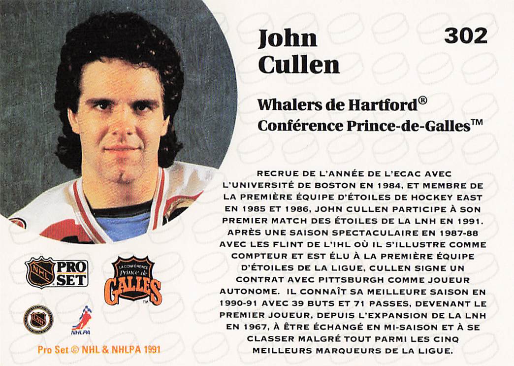 1991-92 Pro Set Hockey John Cullen #302