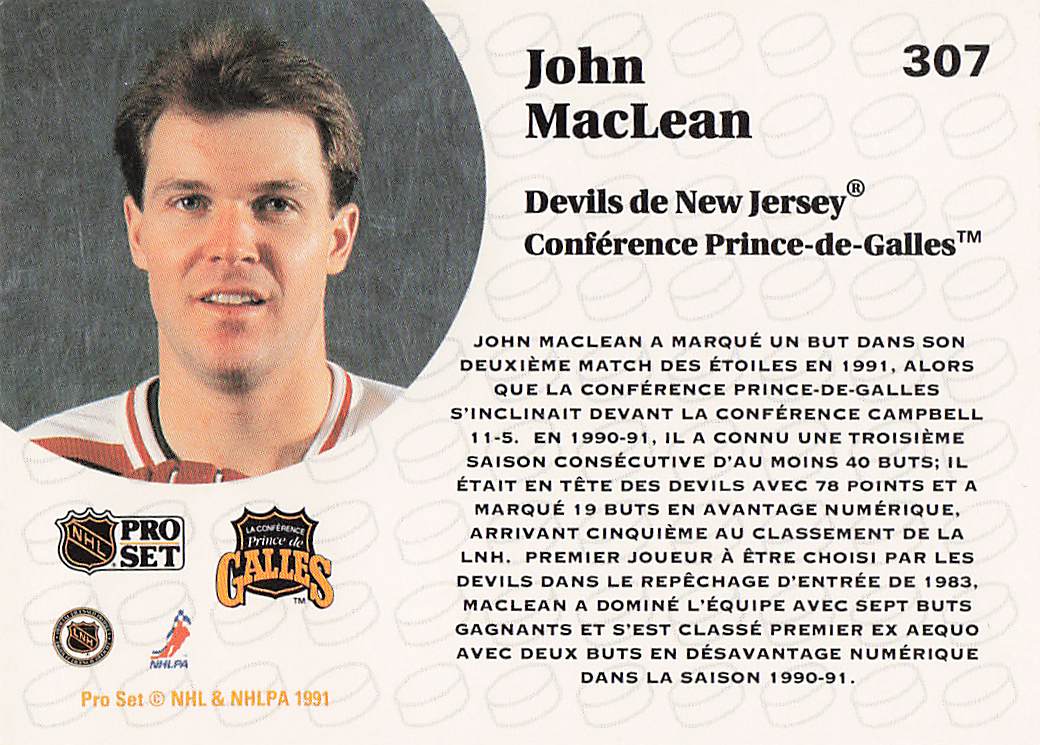 1991-92 Pro Set French Hockey John MacLean #307