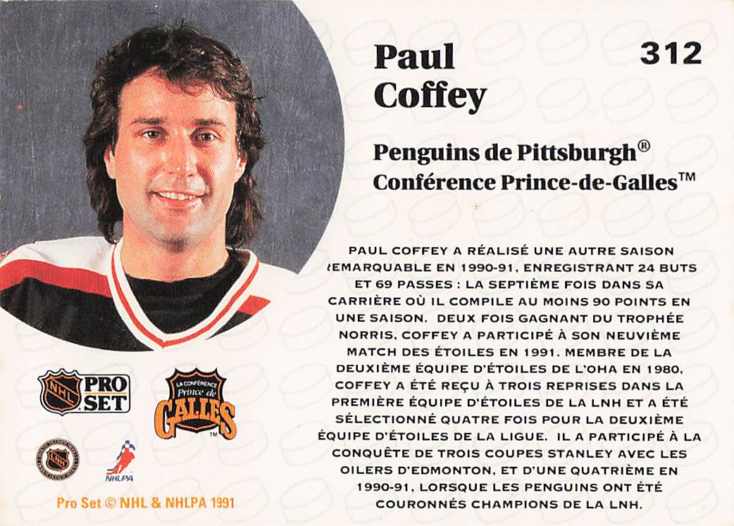 1991-92 Pro Set Hockey Paul Coffey #312