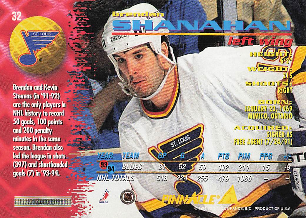 1994-95 Pinnacle Hockey Brendan Shanahan #32