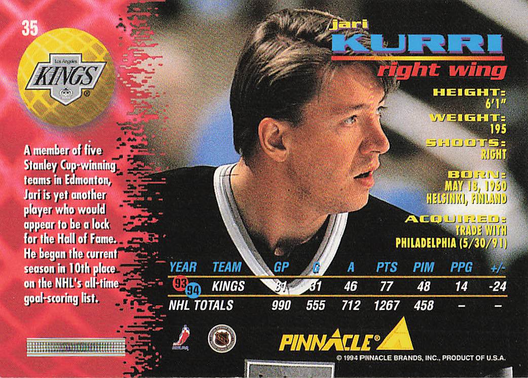 1994-95 Pinnacle Hockey Jari Kurri #35