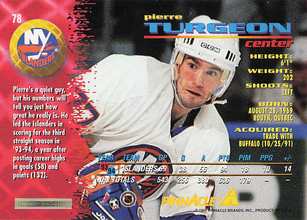 1994-95 Pinnacle Hockey Pierre Turgeon #78