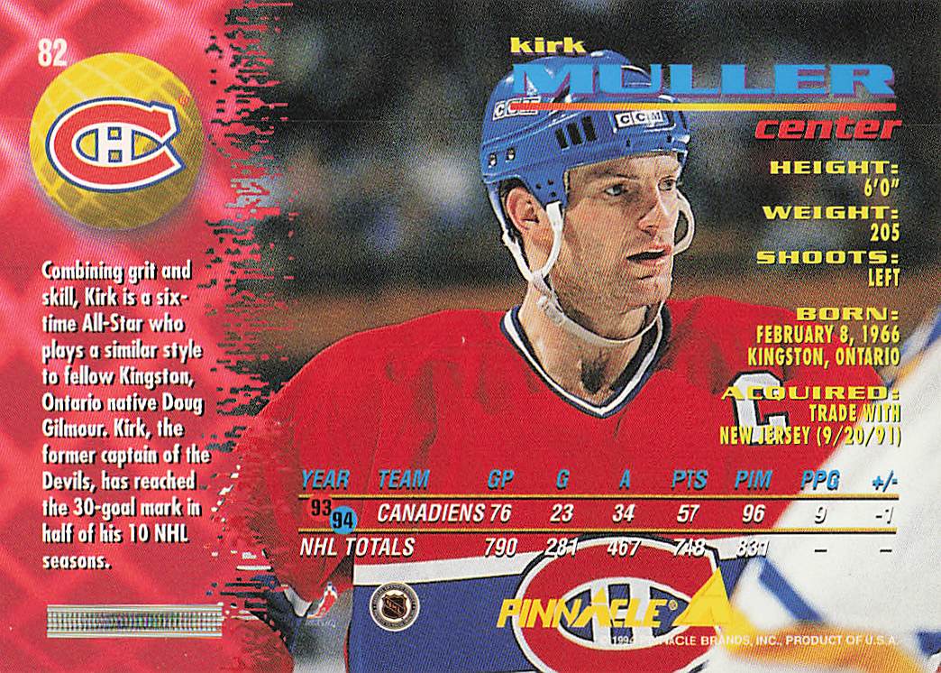 1994-95 Pinnacle Hockey Kirk Muller #82