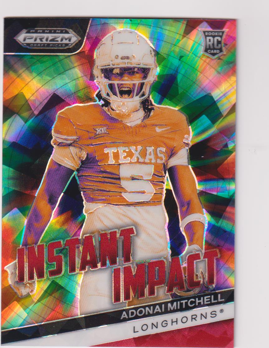 2024 Prizm Draft Picks Football Instant Impact Red Ice Adonai Mitchell #II-AM