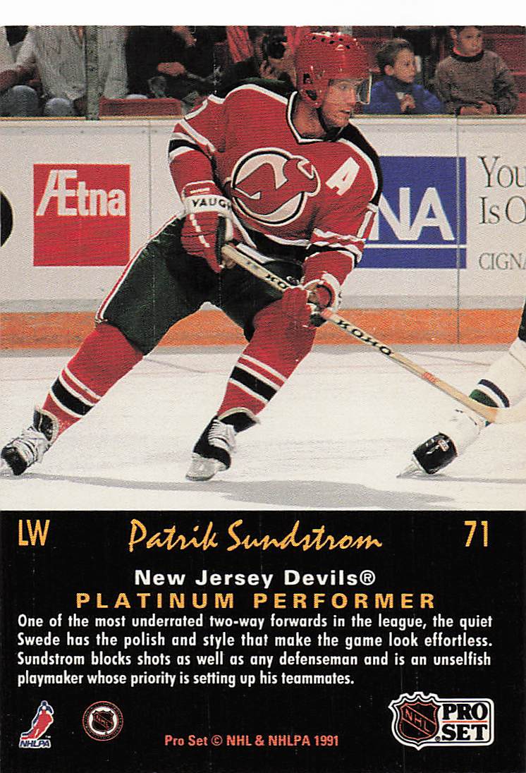 1991-92 Pro Set Platinum Hockey Patrik Sundstrom #71